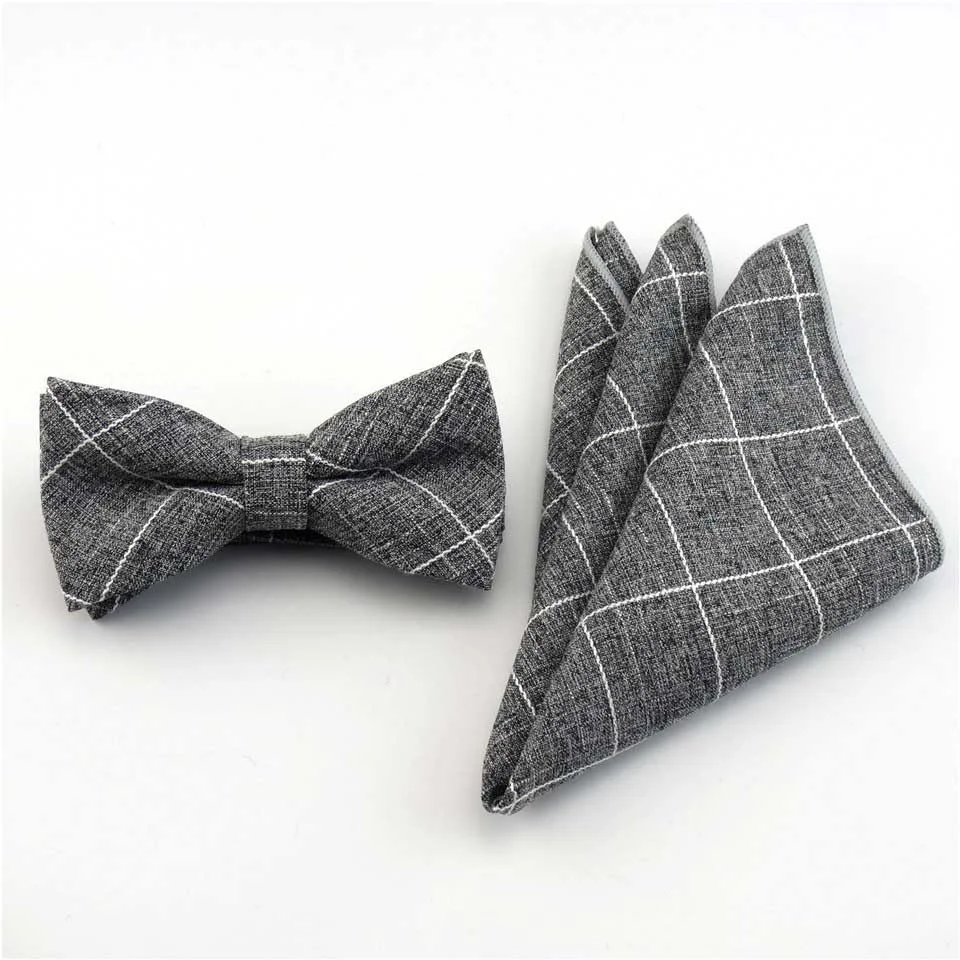 Bowtie Handkerchief 6 см клетчатый хлопковый галстук набор мужской s шейный платок галстук-бабочка носовой платок Узкие галстуки для мужчин Свадебная вечеринка костюм рубашка платье Gravata Slim - Цвет: Bowtie Handkerchief