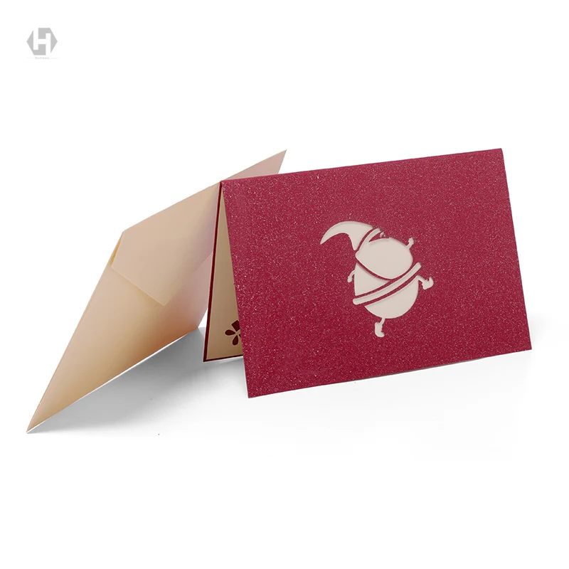 Сердце Луна Рождество Санта Клаус карты лазерная 3D резки бумаги всплывающие с