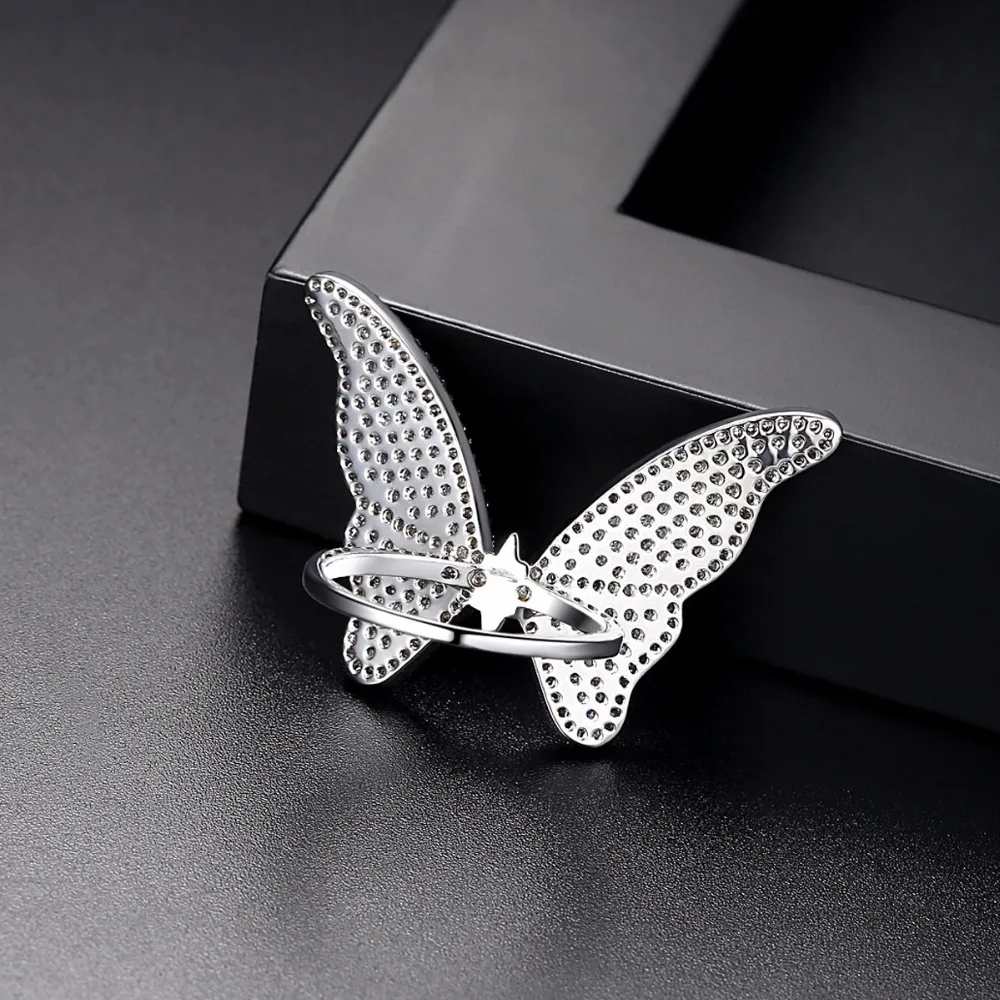 Женское кольцо с бабочкой из фианита ААА серебряное в Европейском стиле zk50 |