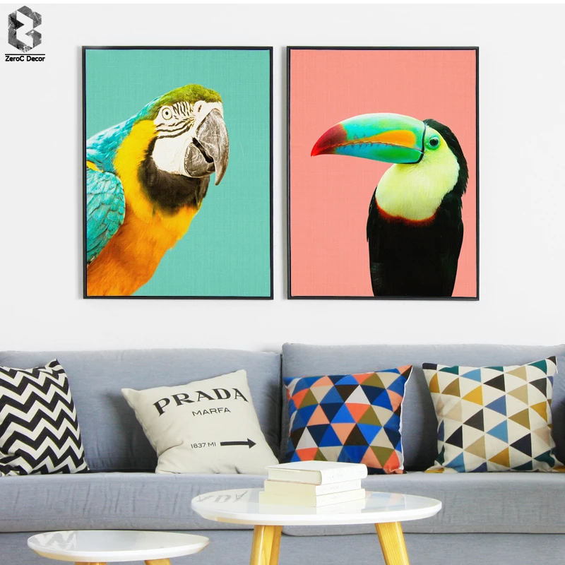 

Tropical Bird Poster Wall Art Parrot Canvas Painting Modern Nursery Animal Print for Living Room Kids Home Decoration