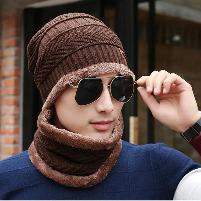 Зимняя шапка грелка для шеи вязанная искусственная шерстяная подкладка Толстая