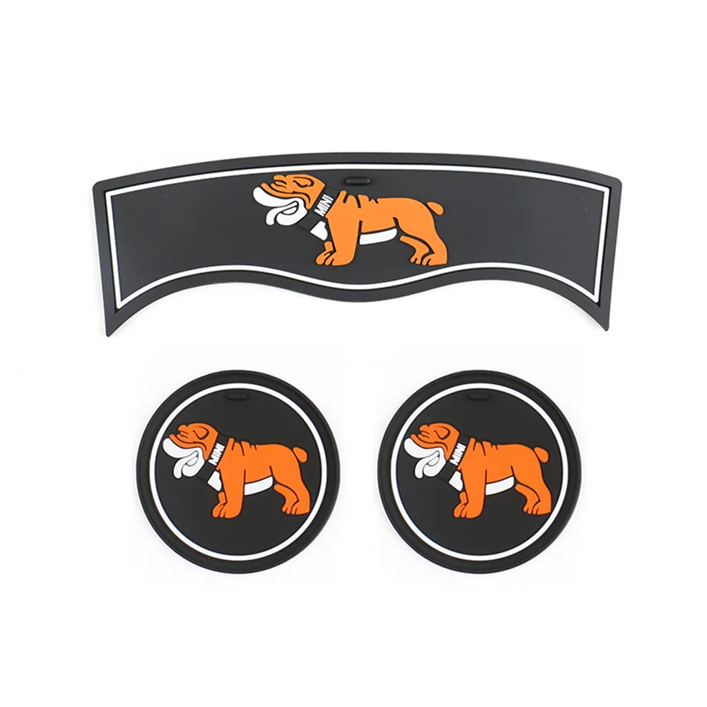 3pcs Bulldog Юнион Джек автомобиль кофейная чашка подушка для хранения паз подставки коврик авто нескользящий коврик для MINI Cooper One d F60 земляк аксессуары - Название цвета: 3pcs Bulldog