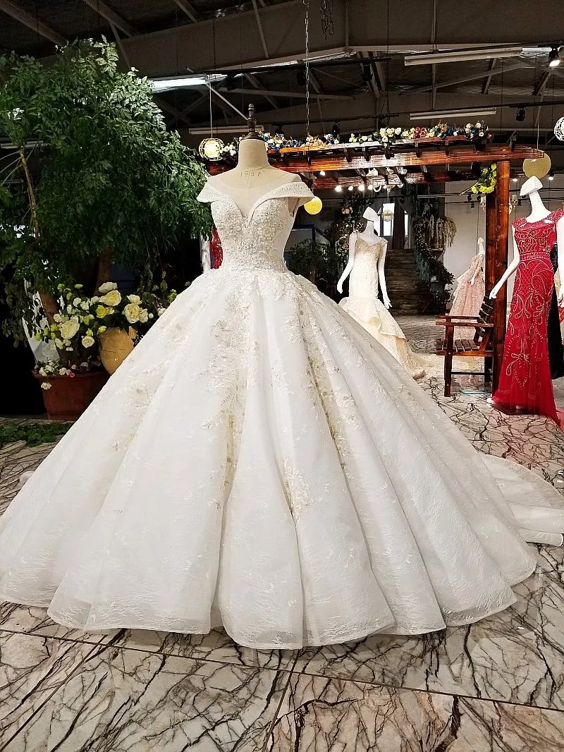 LS92440 свадебное платье с кружевом2018 дизайн мантии белой органзы с кружевами большой юбкой крышки рукава o шеи корсет сексуальное прозрачное свадебное платье назад