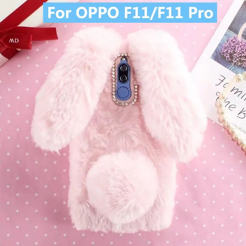 Аксессуары для OPPO F11 мягкий меховой милый 3D чехол с кроличьими ушками из ТПУ