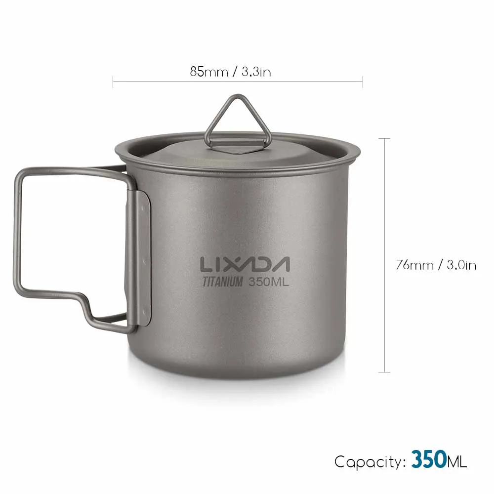 350ml Lixada открытый Титан кофейная кружка в виде кастрюли посуда чашки Пикник пивная кружка для воды из Кофе Чай с крышкой 300/350/420/550/650/750 мл - Цвет: 350ml