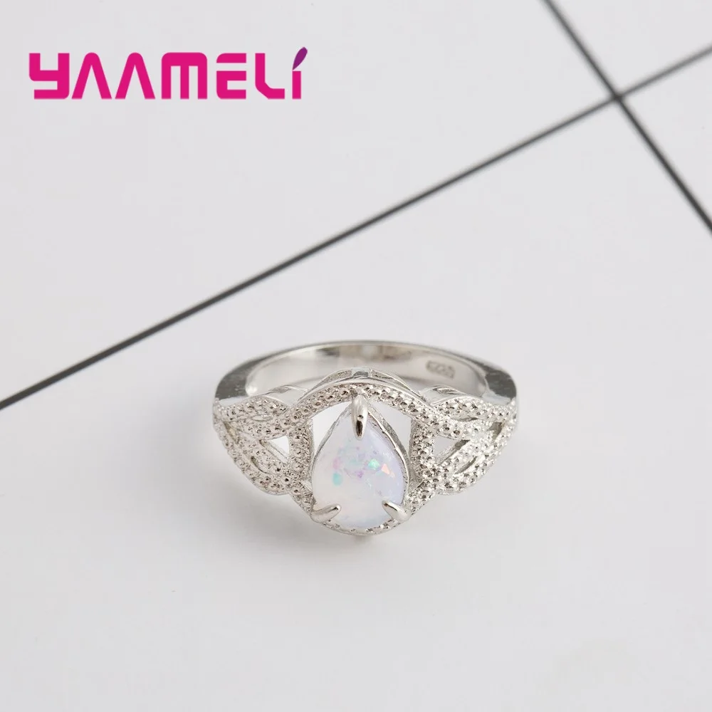 Женские свадебные кольца с опалом в стиле ретро Вечные из серебра кремовые белые