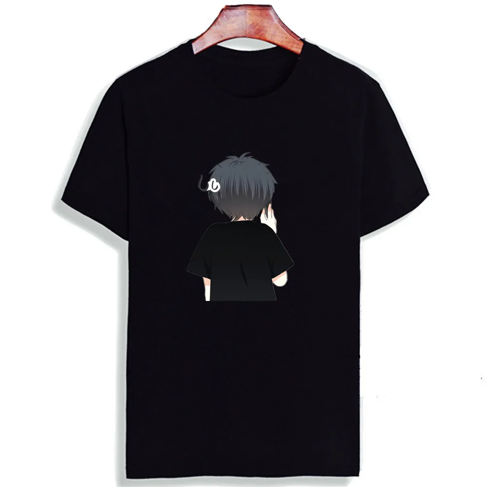 Ulzzang Harajuku/Новинка, одежда для пар, хлопок, футболка, Забавный любовник, аниме принт, короткий рукав, Топы И Футболки, модная повседневная футболка