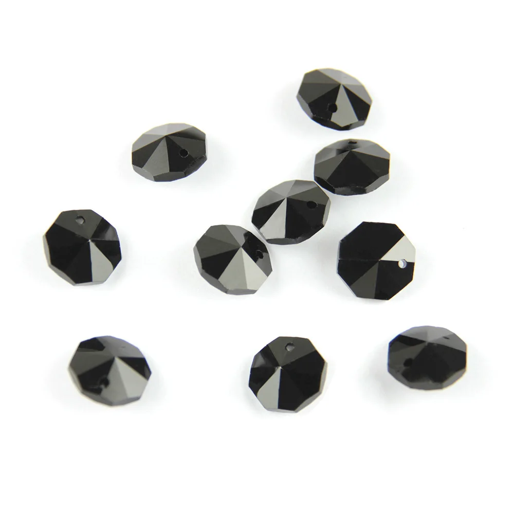 

Black Color Crystal 2000PCS/Lot 14mm Crystal Octagon Beads In 1 Hole K9 Glass For Wedding Strands & Chandelier Bead Parts