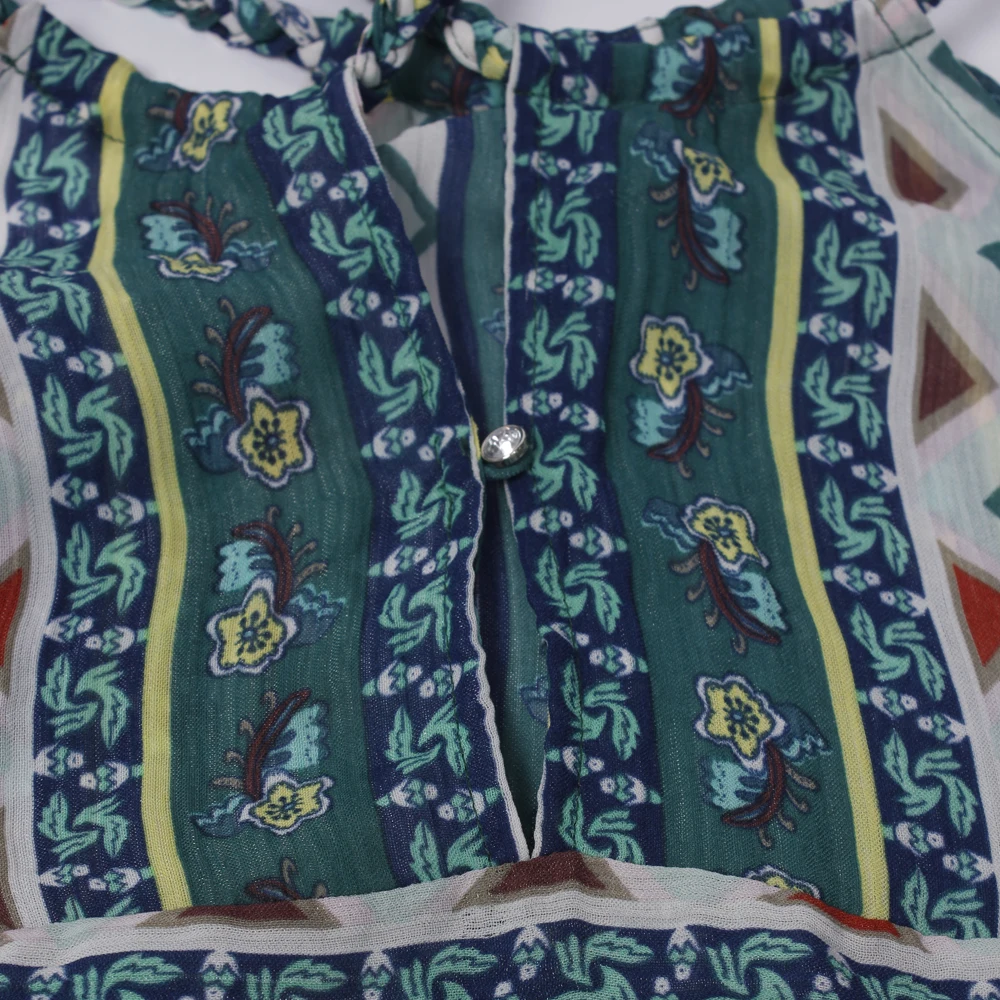 Женщины Шифон Костюм Летом Пляж Мода Платье Повязки Зеленый Старинные Богемный