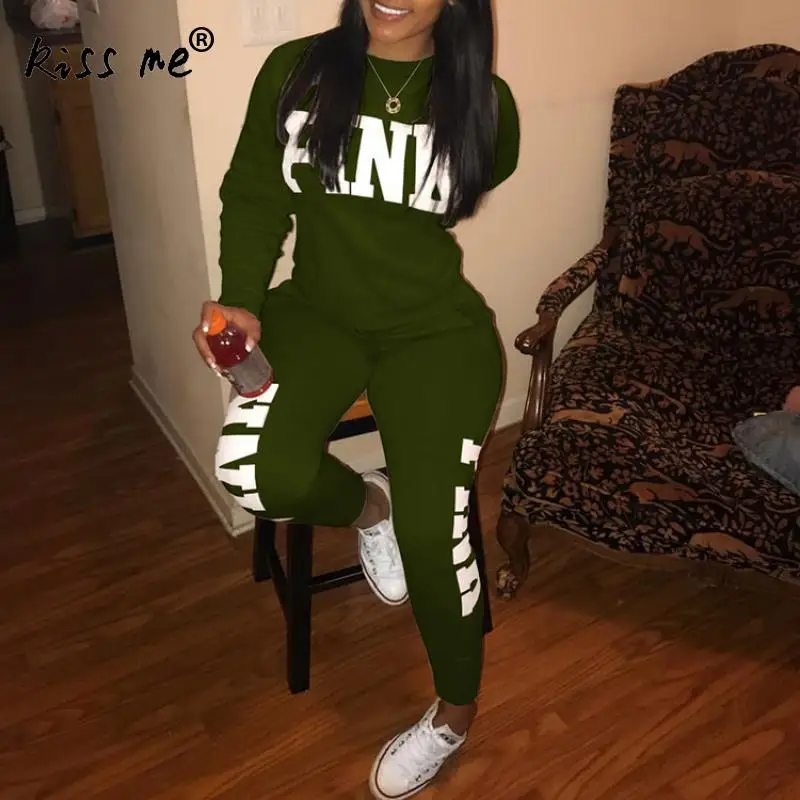 army green Спортивный костюм из двух частей, розовый спортивный костюм с принтом, одноцветная Сексуальная Спортивная одежда, одежда для спортзала, женские топы, обтягивающие штаны, одежда для тренировок - Цвет: army green