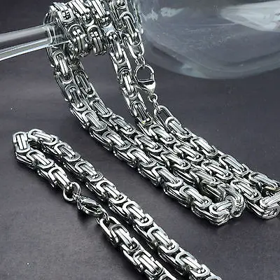

Men Stainless steel 60,70cm 6mm Width Heavy Necklace + BRACELET n302
