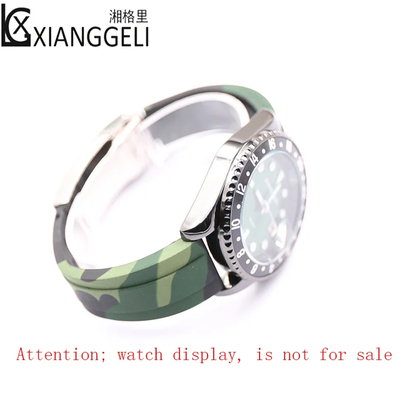 Аксессуары для часов 20 мм водонепроницаемые камуфляжные силиконовые часы на