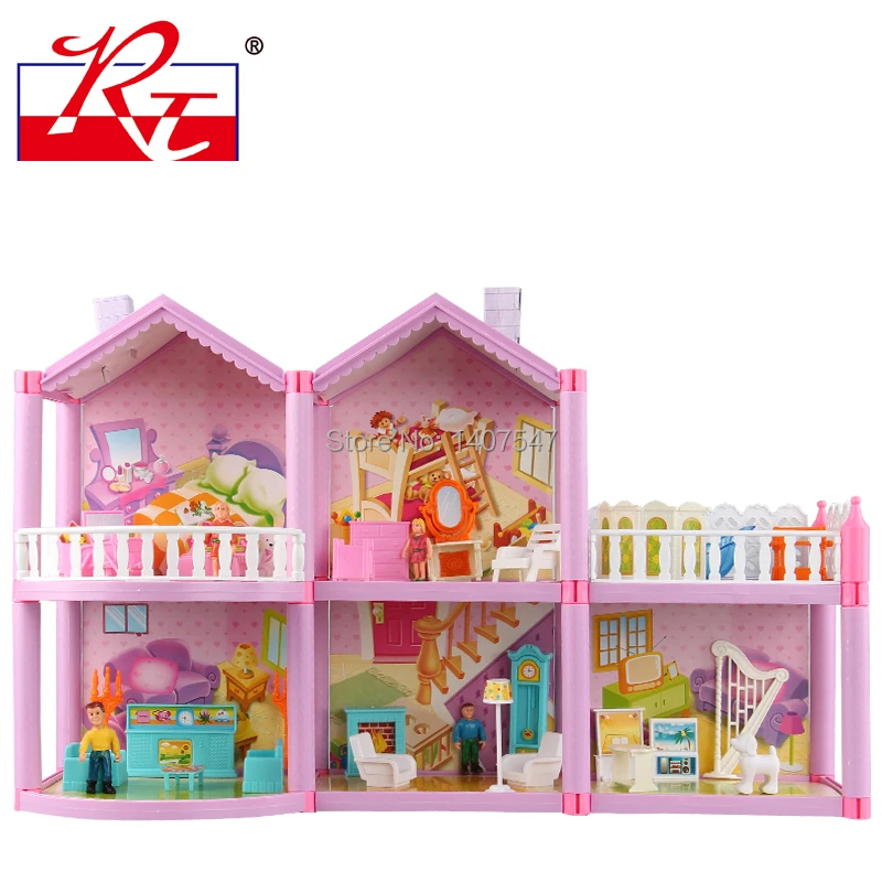

Large size DIY dollhouse miniature assemble villa plastic Miniatura Doll House Furniture Dollhouse Toys Gits for girls