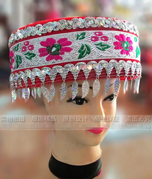 Китайские народные танцевальные аксессуары Hmong Dong ручной работы Miao Yin шляпа