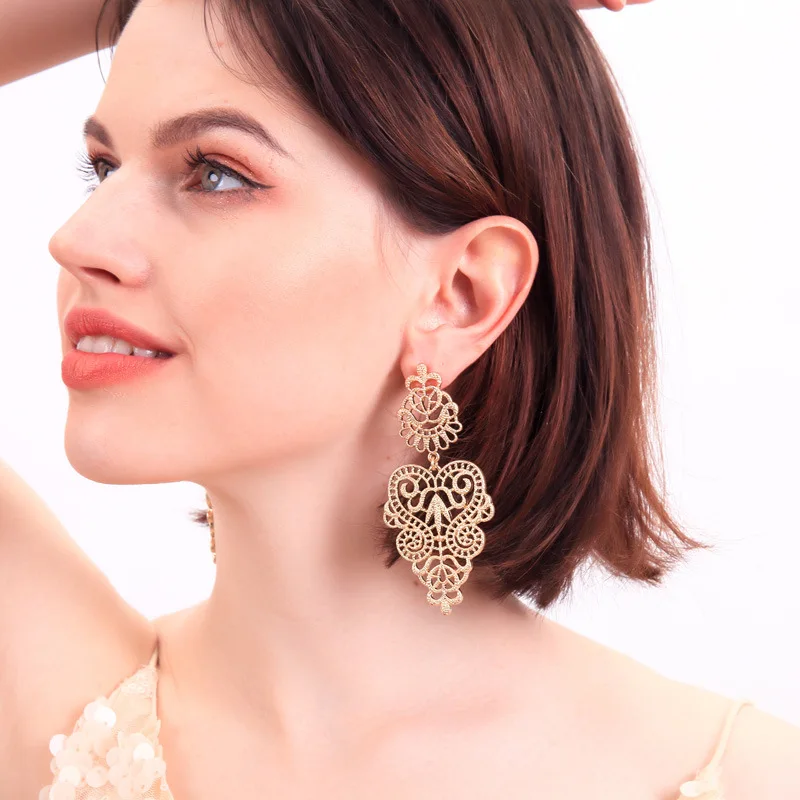 Серьги boucle d'oreille femme 2019 полые золотые женские серьги листья дерева | Украшения и