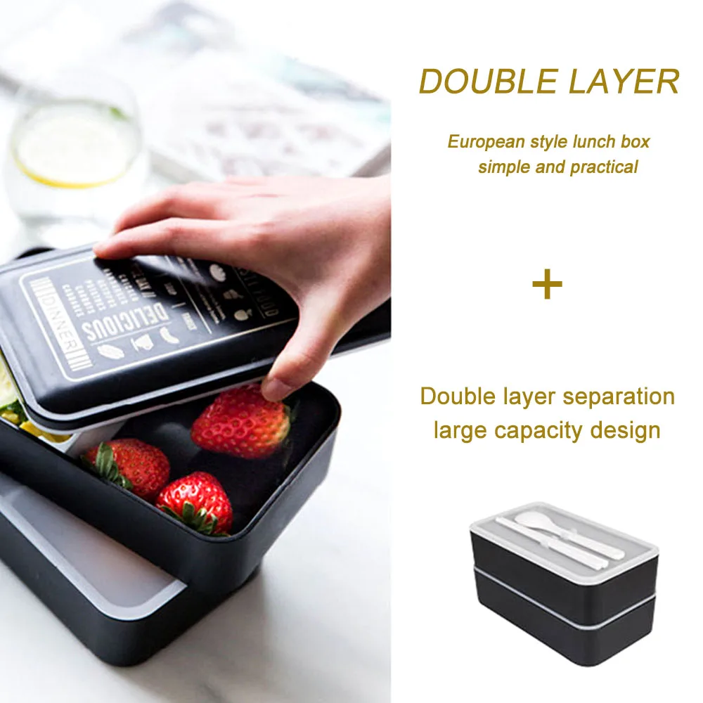 2000 мл Ланч бокс для детей школы два яруса из пластика Bento box кухонный пищевой