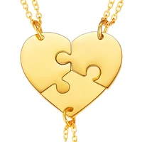 unisex three piece heart combine pendant necklace18k goldsilverblack colorgp3597g