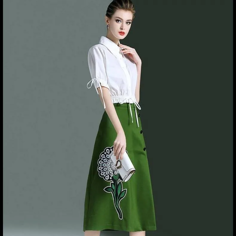 Роскошное Качество комплект из двух предметов женская летняя белая блуза топ на