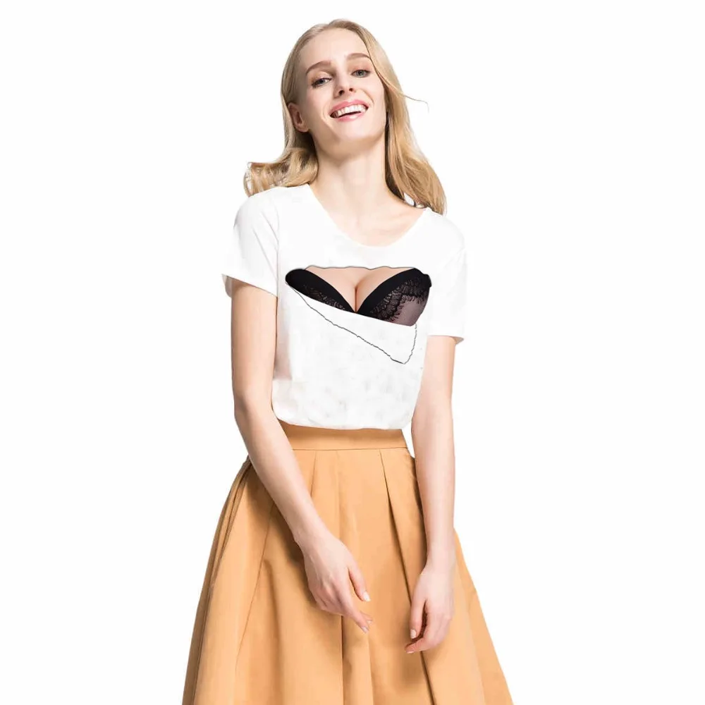 2017 лето творчески большой шею женщины бюстгальтер черная футболка личность