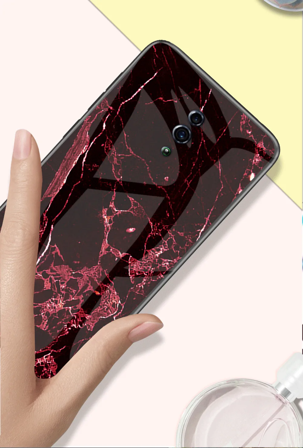 Мраморный чехол для OPPO Reno F9 A7X Find X из закаленного стекла + Мягкий силиконовый VIVO V11