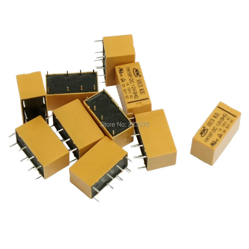 

Free shipping DC 12V Coil DPDT 8 Pin 2NO 2NC Mini Power Relays PCB Type HK19F 50pcs/lot