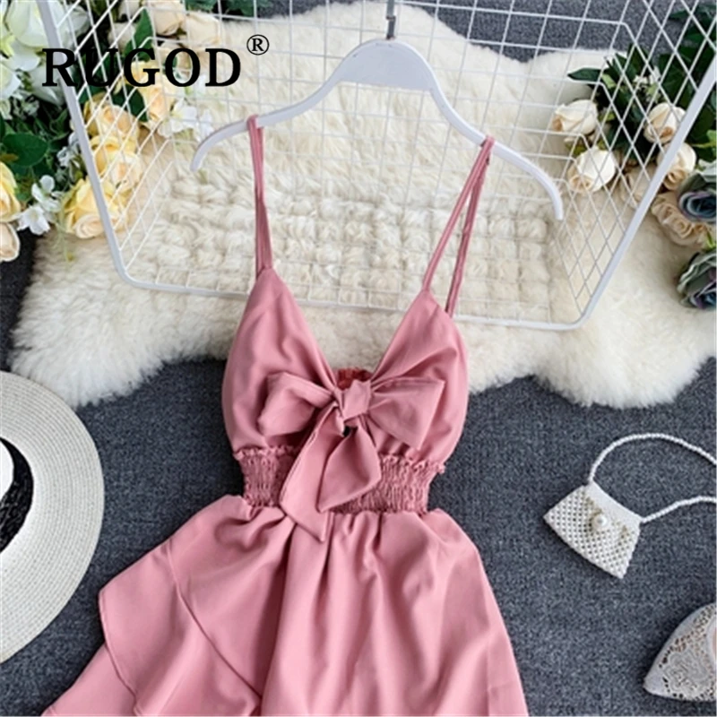 Женский комбинезон RUGOD с гофрированными шортами треугольным вырезом и открытой