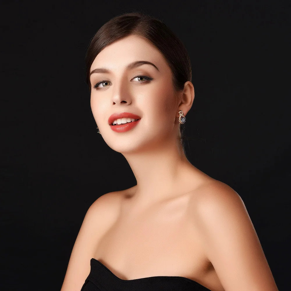 Хит продаж серьги с кубическим цирконием желтого золота синтетическим