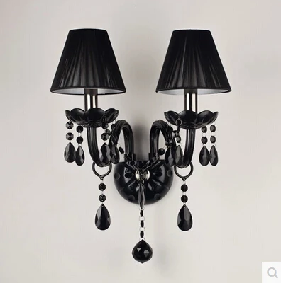 Lámpara de pared de cristal negro, vela Led E14, bombillas negras con/sin tela, pantalla 1/2, venta directa de fábrica