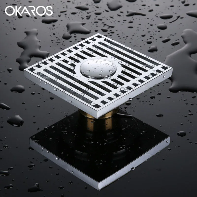 OKAROS 10*10 см квадратный Слив для душа латунная хромированная отделка анти-запах