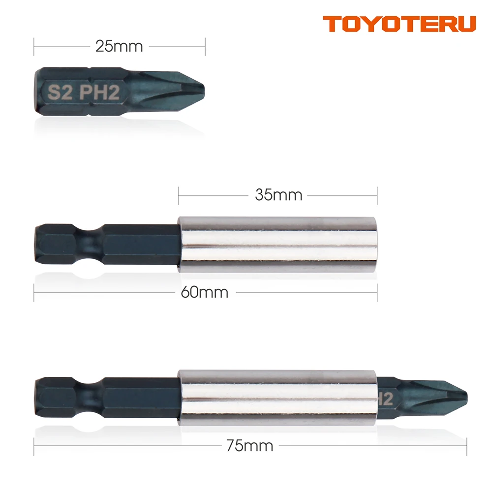 Отвертка TOYOTERU биты магнитные 17 шт. S2 бит Phillips(0-1-2-3), T5, Torx безопасности Биты(T6-6-7-8-9-10-15-20-25-27-30-T40