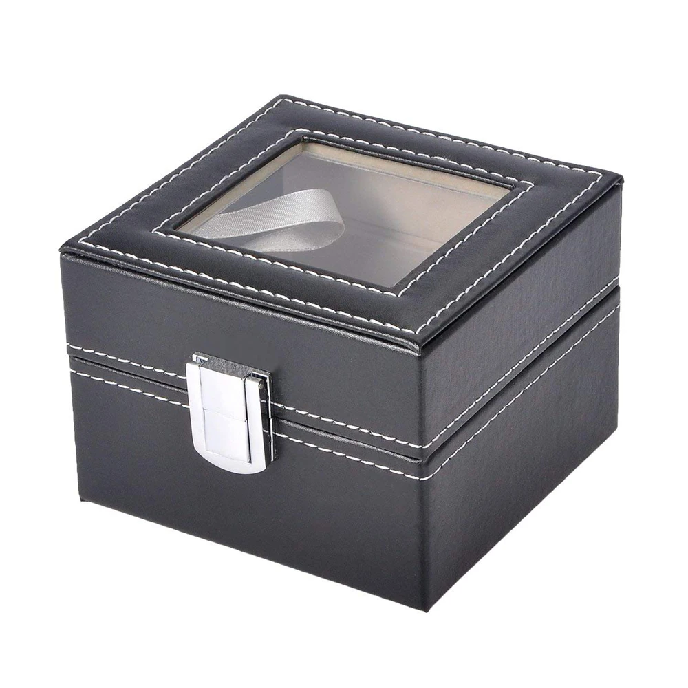 SZanbana Watch Box Small 2 мужские черные кожаные стеклянные часы с съемными элементами