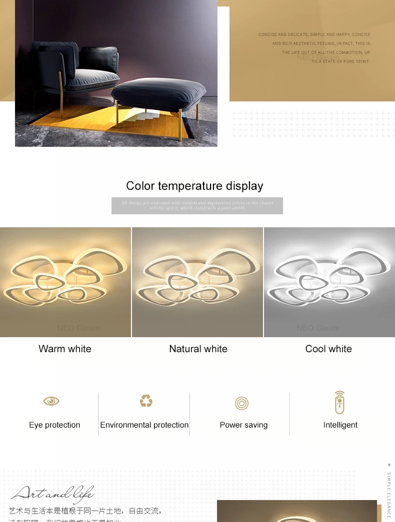 NEO Gleam New Arrival Hot Modern Led Chandelier For Living Room Bedroom Study Room Home Deco Surface Mounted Ceiling Chandelier