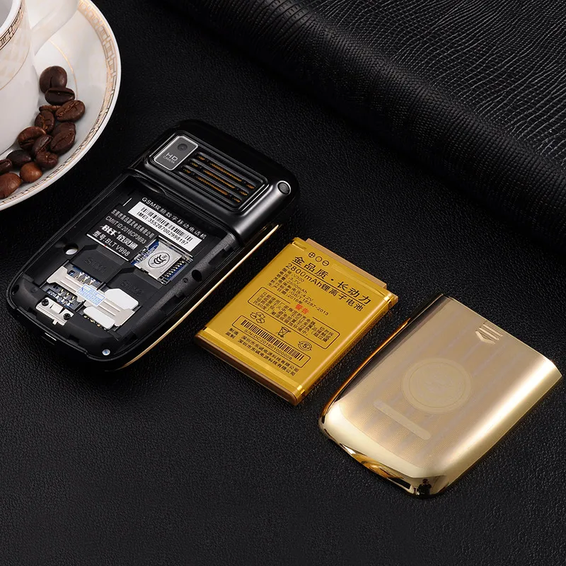 

senior flip dual screen mobile phone Double two screen touch screen cell phone vibration Dual SIM magic voice russian language