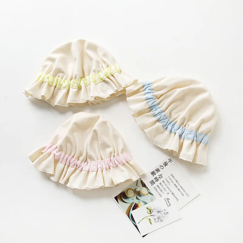 Цветная хлопковая шляпа для новорожденных кружевная с козырьком шляпы принцессы