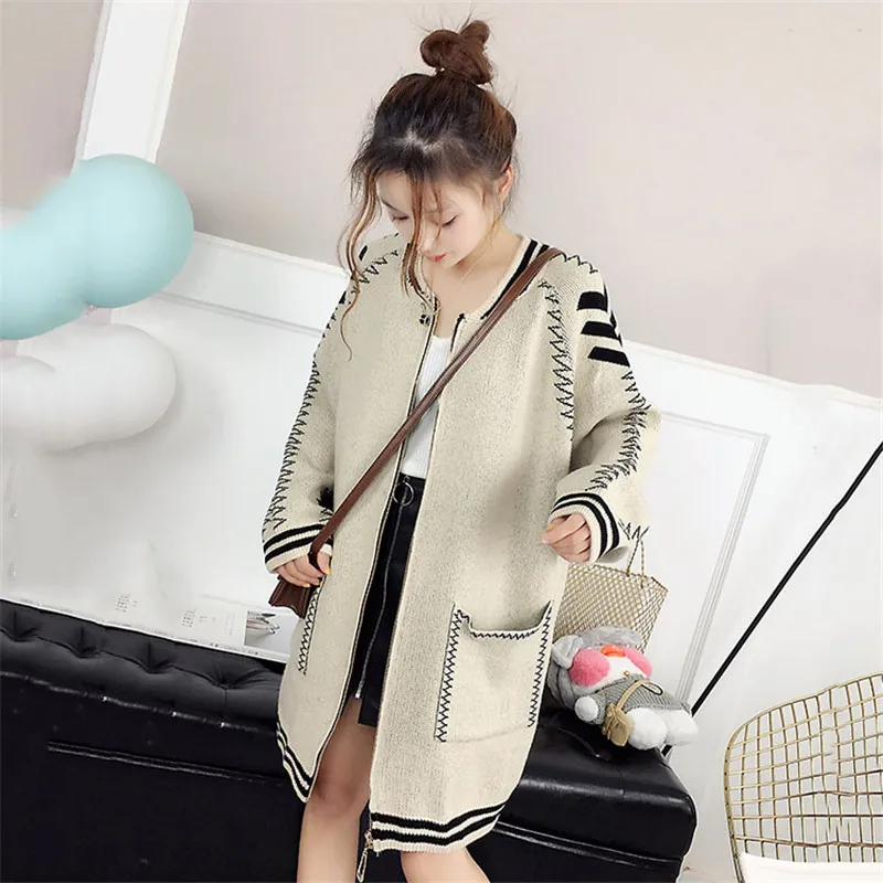 Medium Long Women Knitted Cardigan Autumn New Loose Large Size Sweater Coat 2019 Spring Casual Female Knitwear Tops Jacket FC106 |