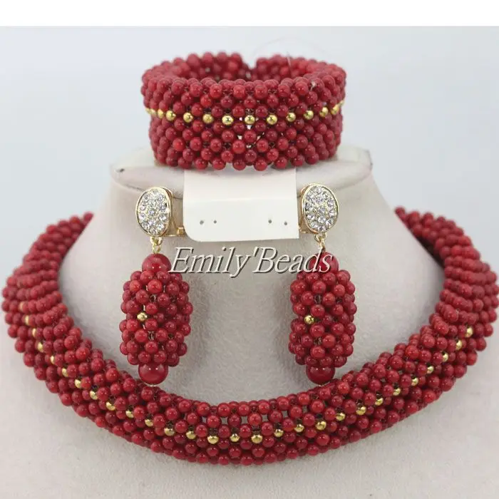 2016 ручной работы африканские бусины ювелирные наборы нигерийские Свадебные