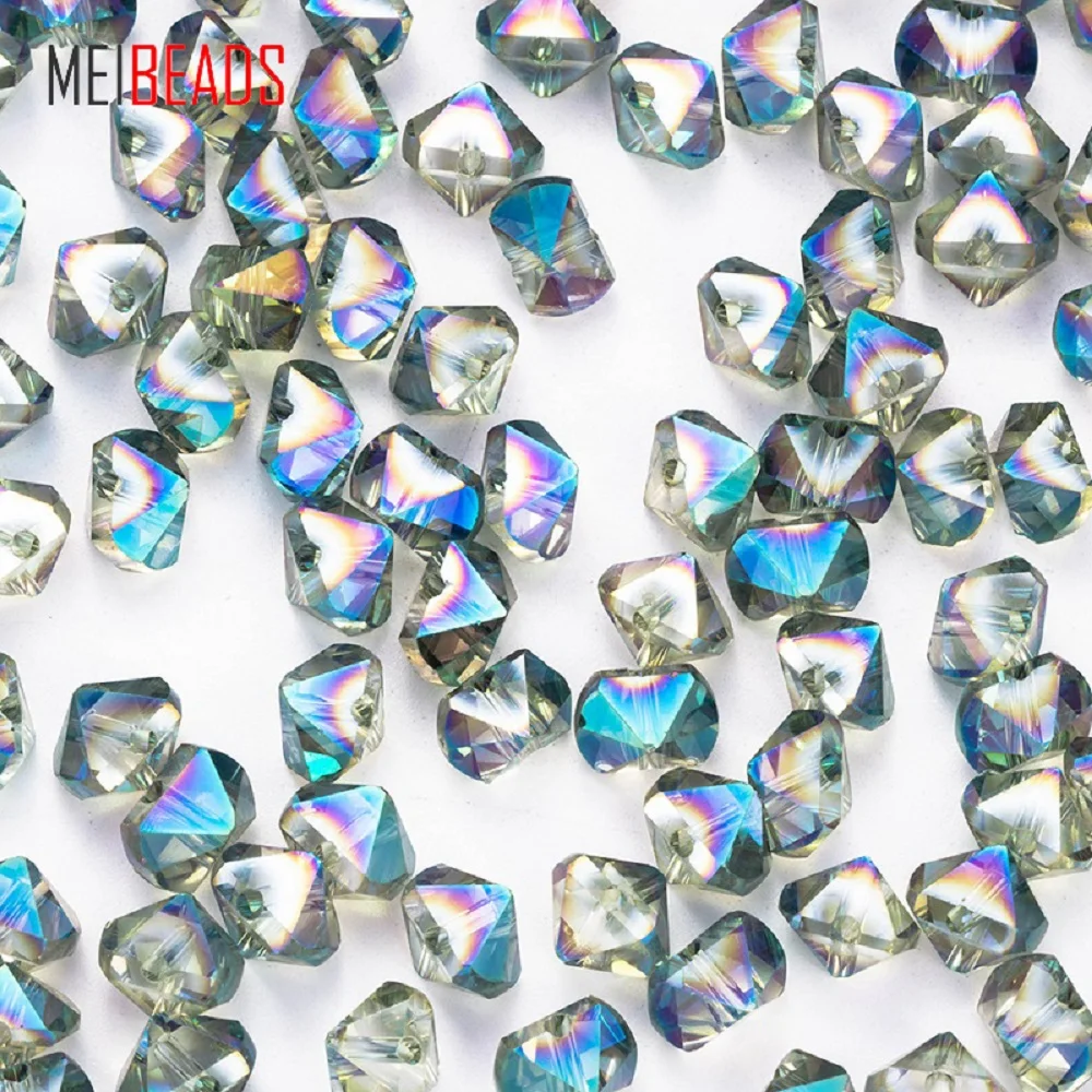 Многогранные пирамидальные бусины MEIBEADS 5*8 мм красочные хрустальные для