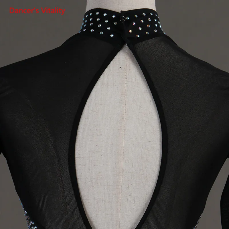 

Professional Latin Dance Dress Performance Costumes Sexy Backless Diamonds Tassel Dresses Adult Latin Ballroom Dance Clothes