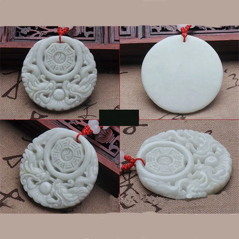 

KYSZDL FREE shipping chinese natural hand-carved lantianyu stone dragon playing pearl gossip brand pendant for men and women