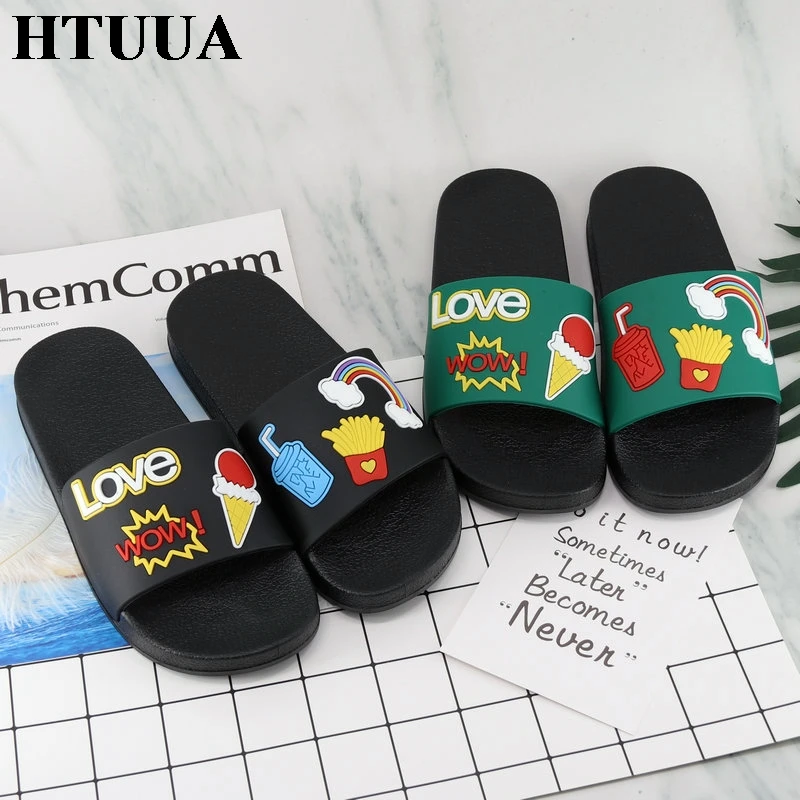 HTUUA/женские тапочки Корейские шлепанцы на плоской подошве с мороженым