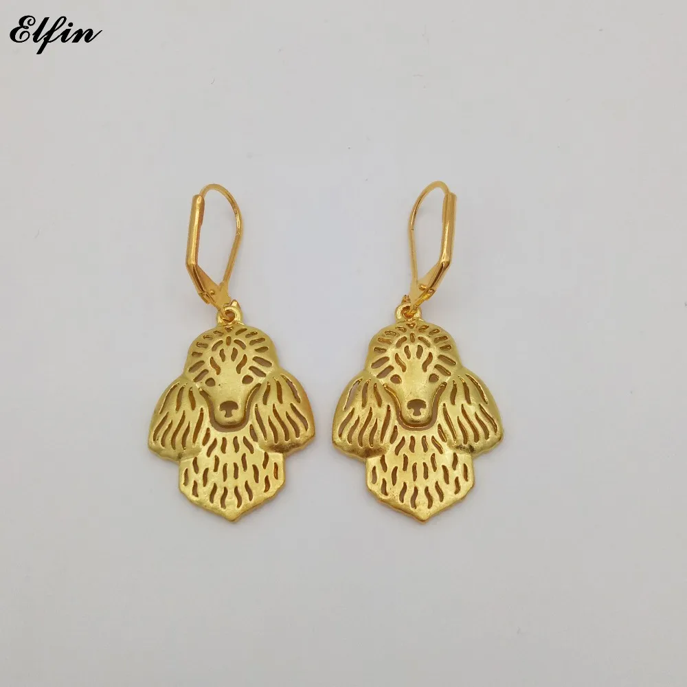 Новые модные серьги с пуделем Elfin ювелирные изделия золотого и серебряного