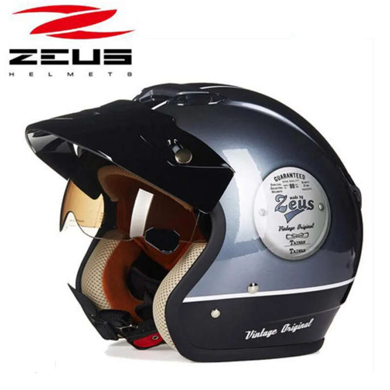 Мотоциклетный шлем ZEUS Safety модный с встроенными линзами в стиле ретро принца из
