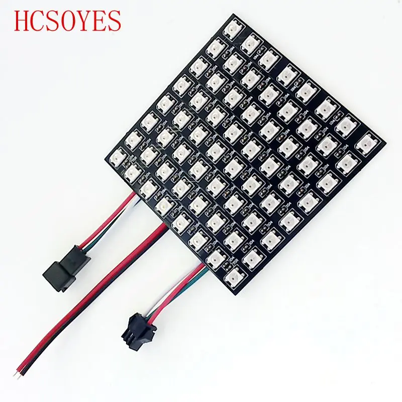 1 шт. WS2812B 8x8 светодиодный модуль 5050 RGB SMD 8*8 пикселей цифровой гибкий матричный