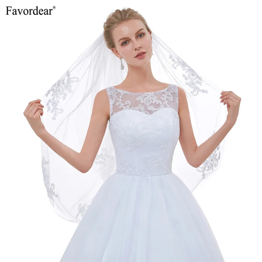 Favordear мягкий тюль 2T вуаль De Mariee короткая фата для невесты Velos Novia 2018 белая