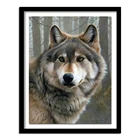 Diy 5D Алмазная картина волка изображения Full орнамент из круглых камней бриллиантовой огранки наклейки с изображениями животных, вышитая бисером Алмазный пазл значок домашнего декора