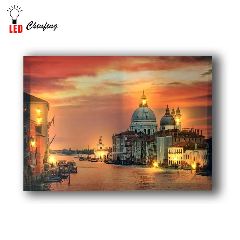 Современные светодиодные настенные картины Венецианская церковь с canal sunset холст