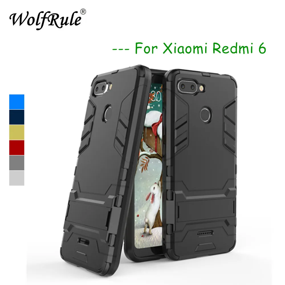 Wolfrole Xiaomi Redmi 6 Чехол мягкий силиконовый + пластиковый чехол с подставкой для