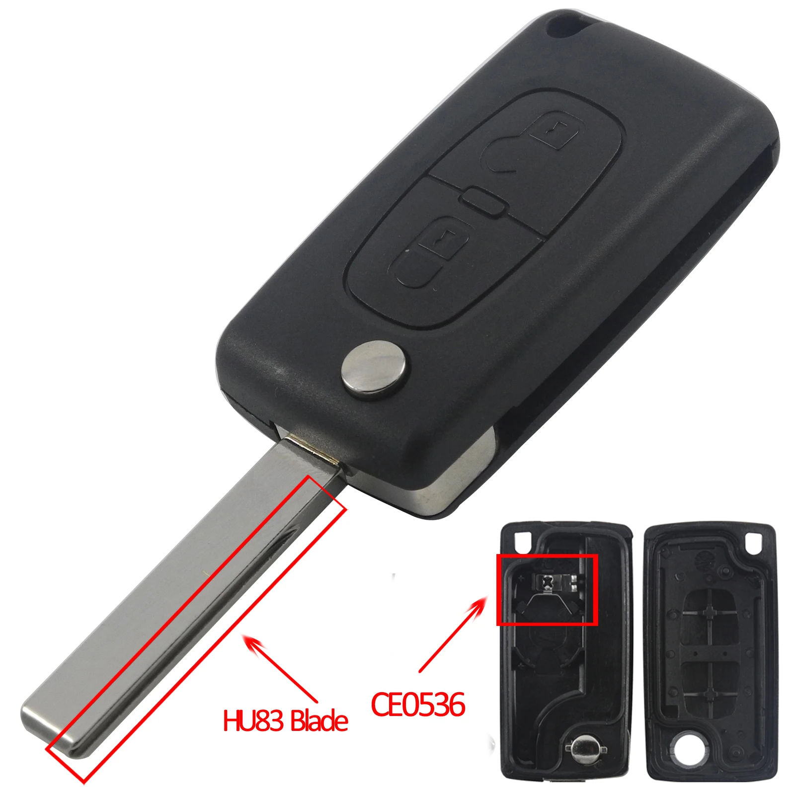 2BTN HU83 CE0536 Автомобиль дистанционного флипа ключа оболочки HU83 VA2 CE0536 CE0523 для peugeot 307 407 308 408 Citroen C2 C3 C4 C5 C6 C8 Xsara Picasso 2/3/4 BTN - Цвет: 2BTN HU83 CE0536