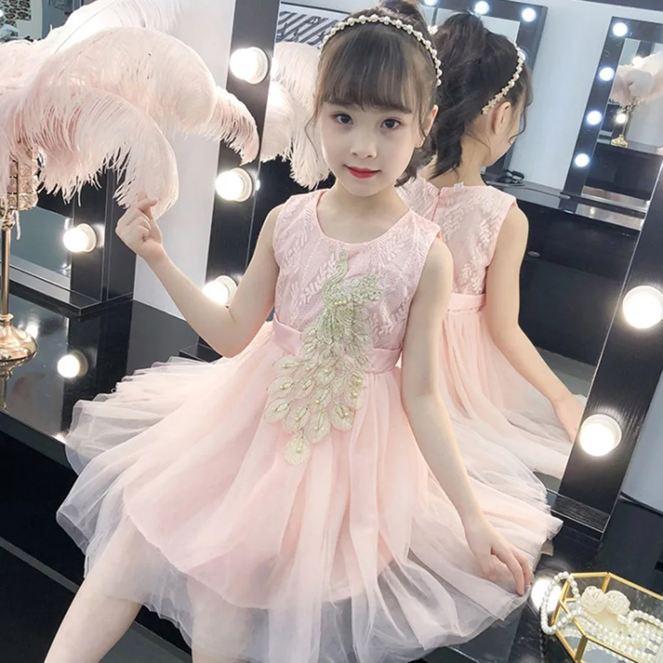 Платья для девочек платье принцессы с вышивкой детское праздничное без рукавов