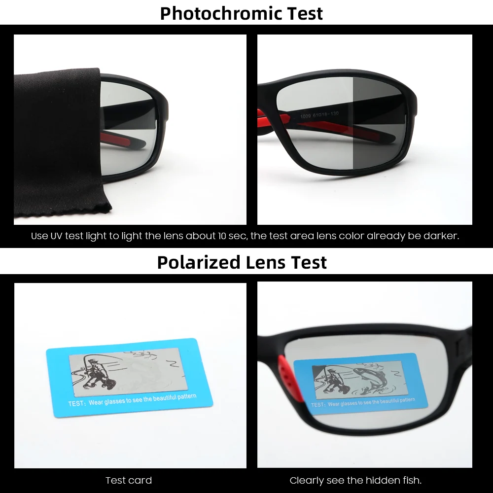 Vivibee Для мужчин фотохромные, солнцезащитные очки, поляризационные, для игры в гольф Для женщин цикл Цвет изменение черные солнцезащитные очки для спорта на открытом воздухе очки